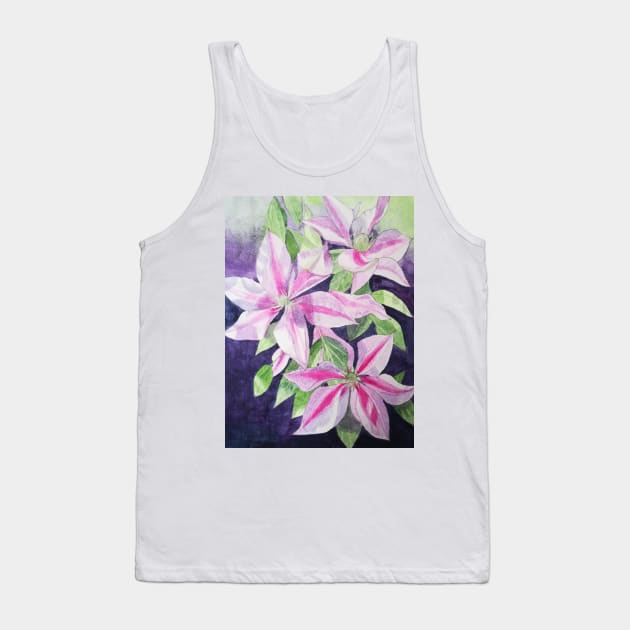 Pink purple clematis watercolour painting Tank Top by esvb